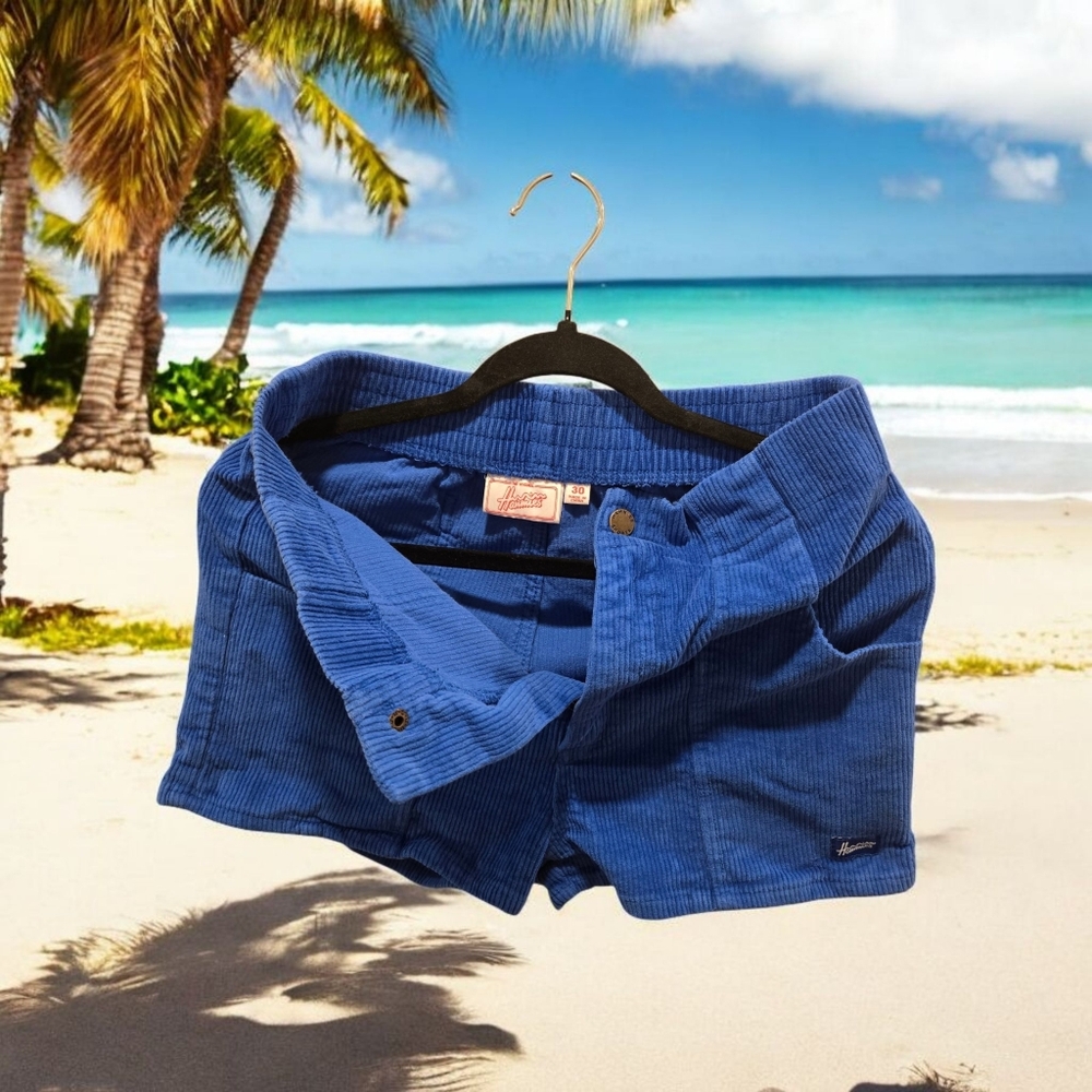 Hammies Women's High Waist Blue Corduroy Shorts